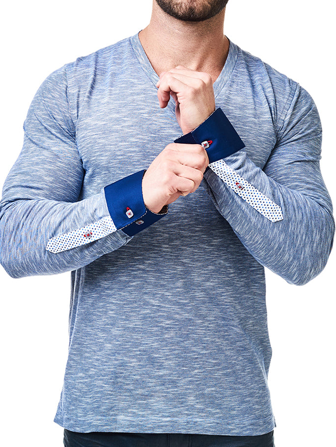 V Neck Wavy Navy