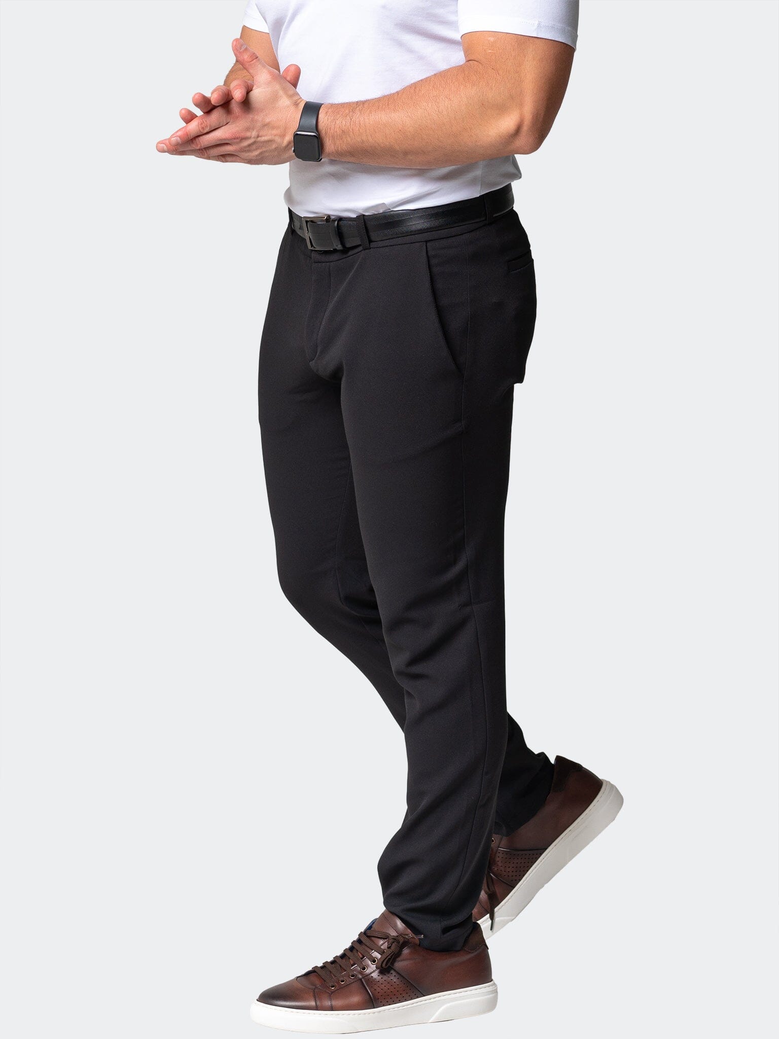 black friday dress pants Mens Classic Fit Solid Black Flat Front Wool Dress Pants, 40
