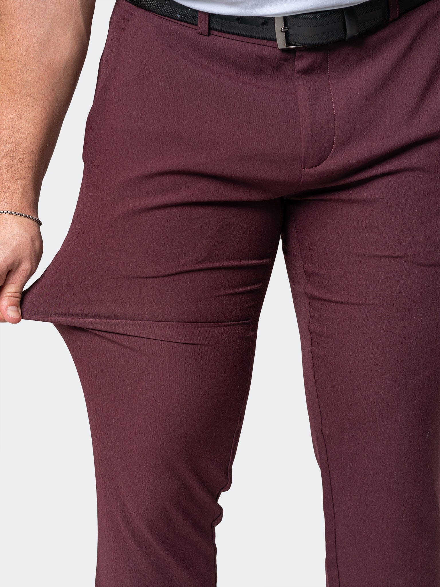 Stretch Solid Burgundy Pants