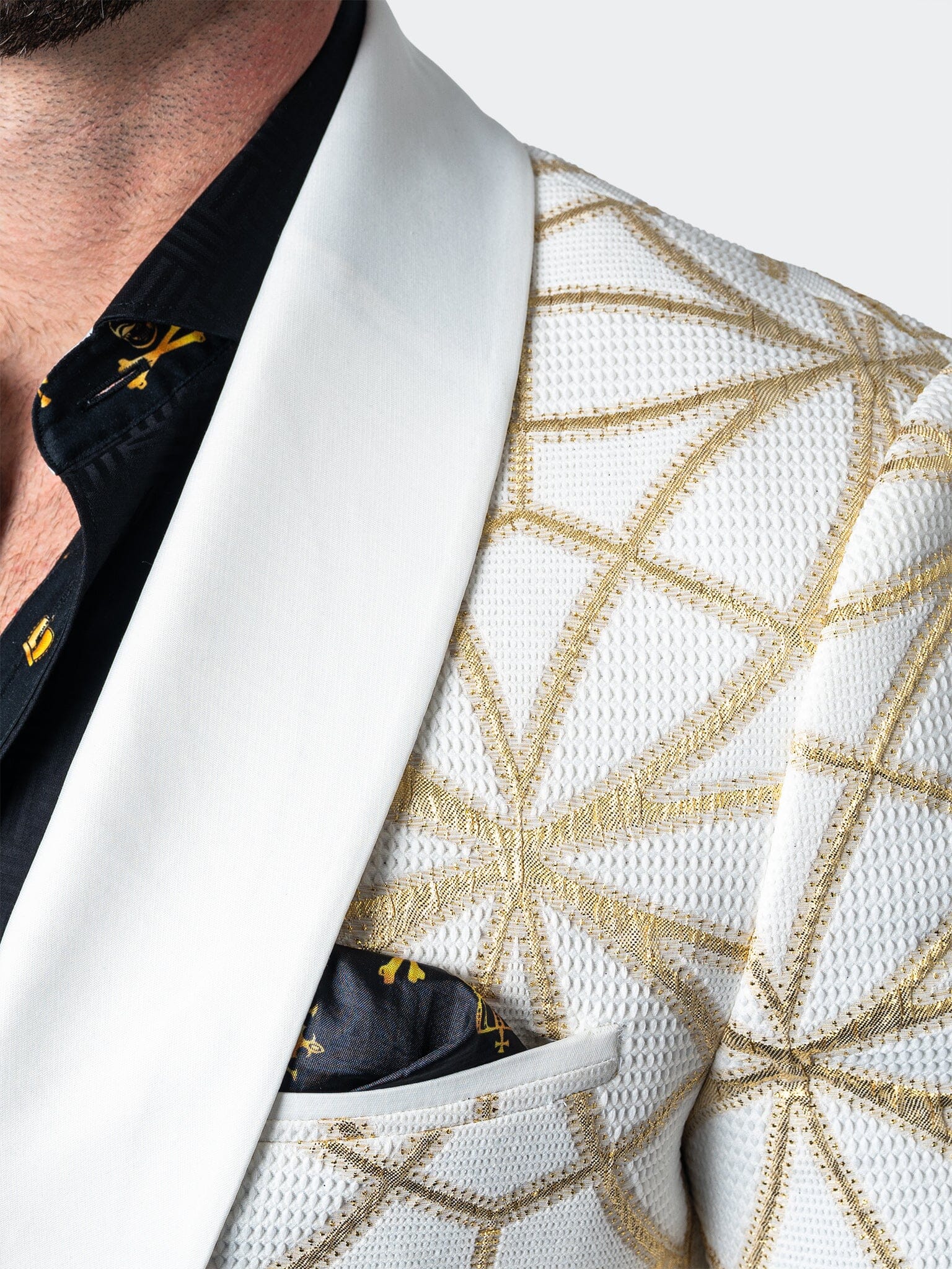 Shawl CeremonialGold White Blazer