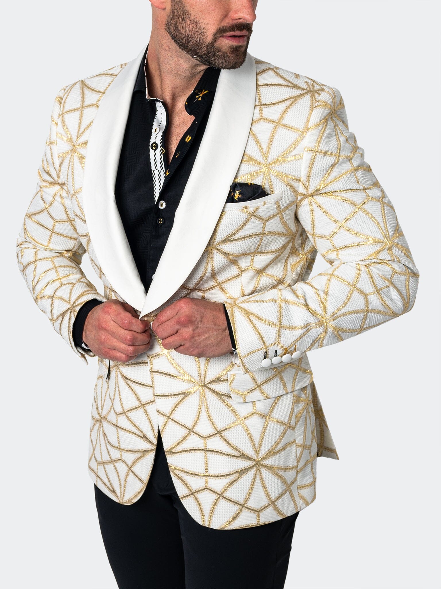Shawl CeremonialGold White Blazer