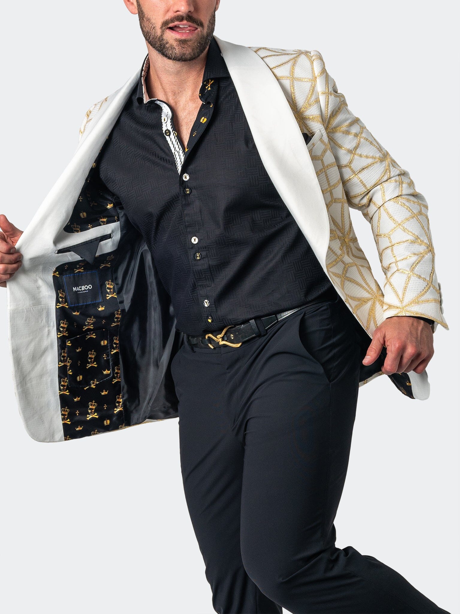 Shawl CeremonialGold White Blazer