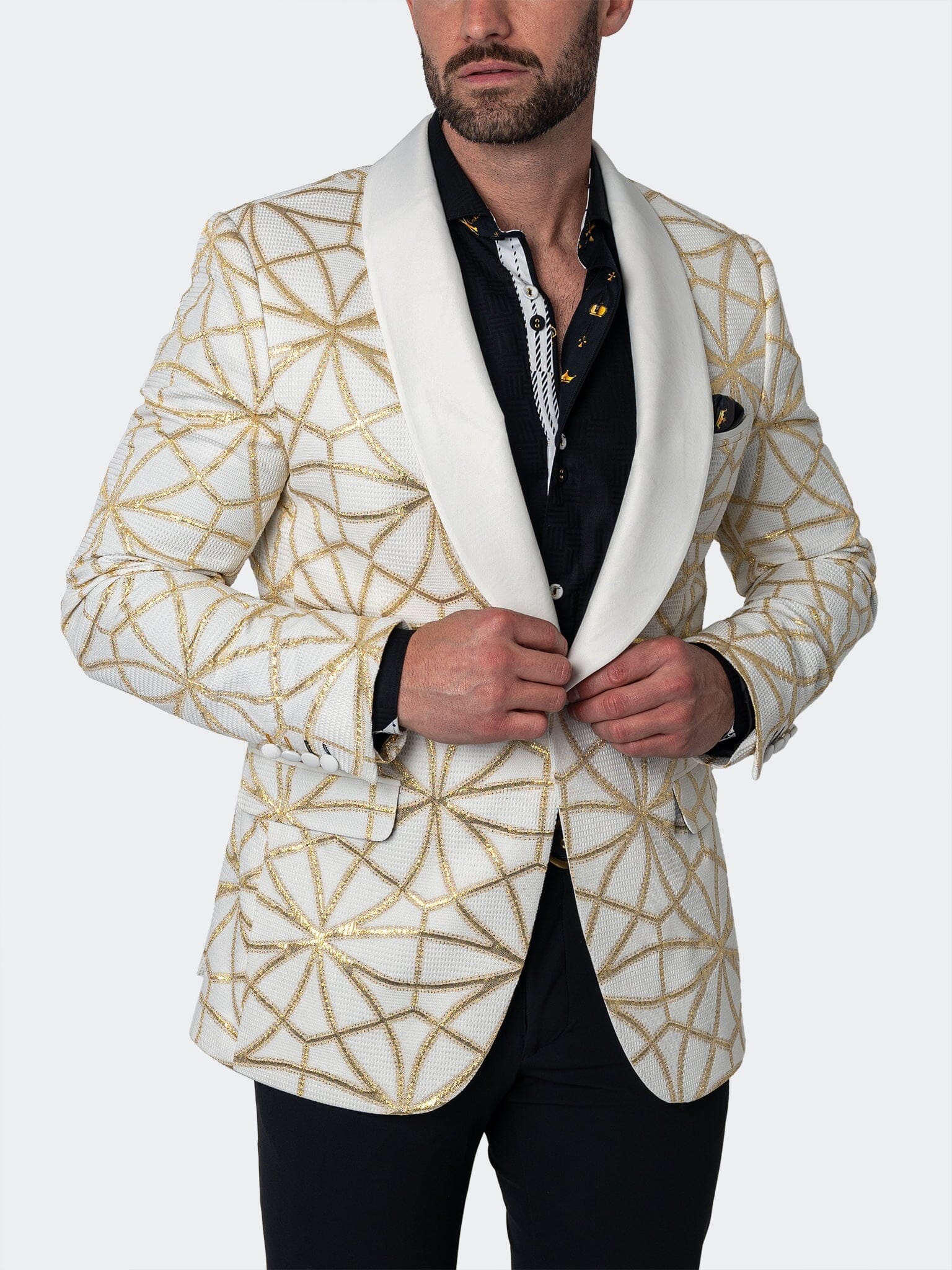 Shawl CeremonialGold White Blazer
