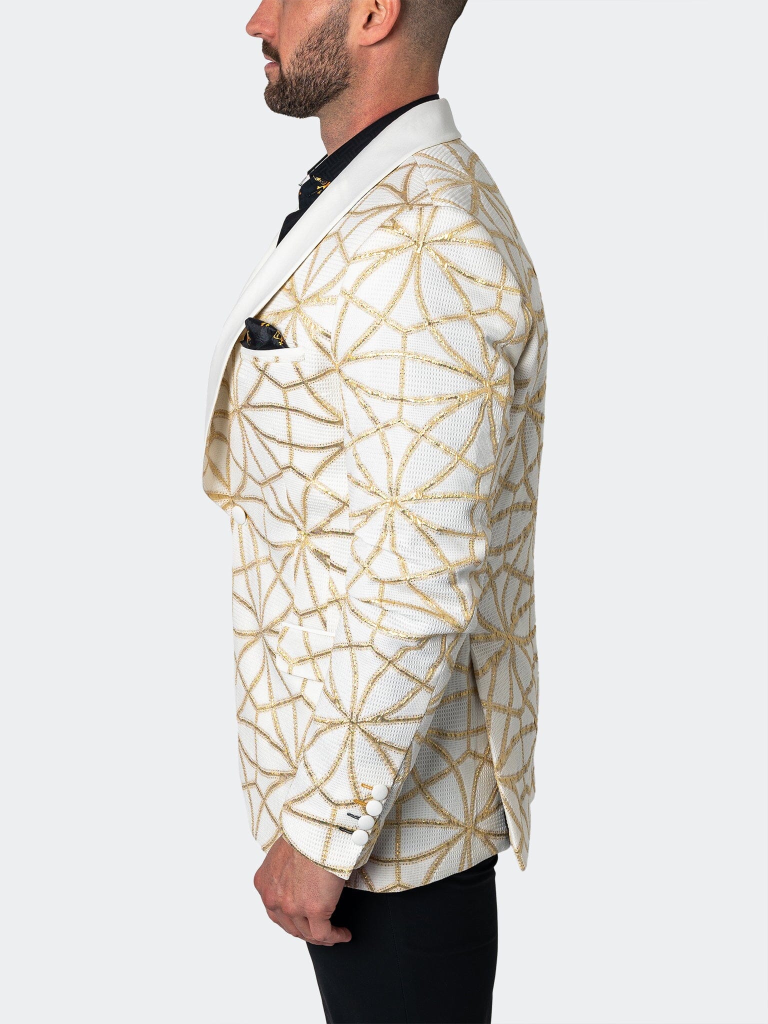 Shawl CeremonialGold White Blazer