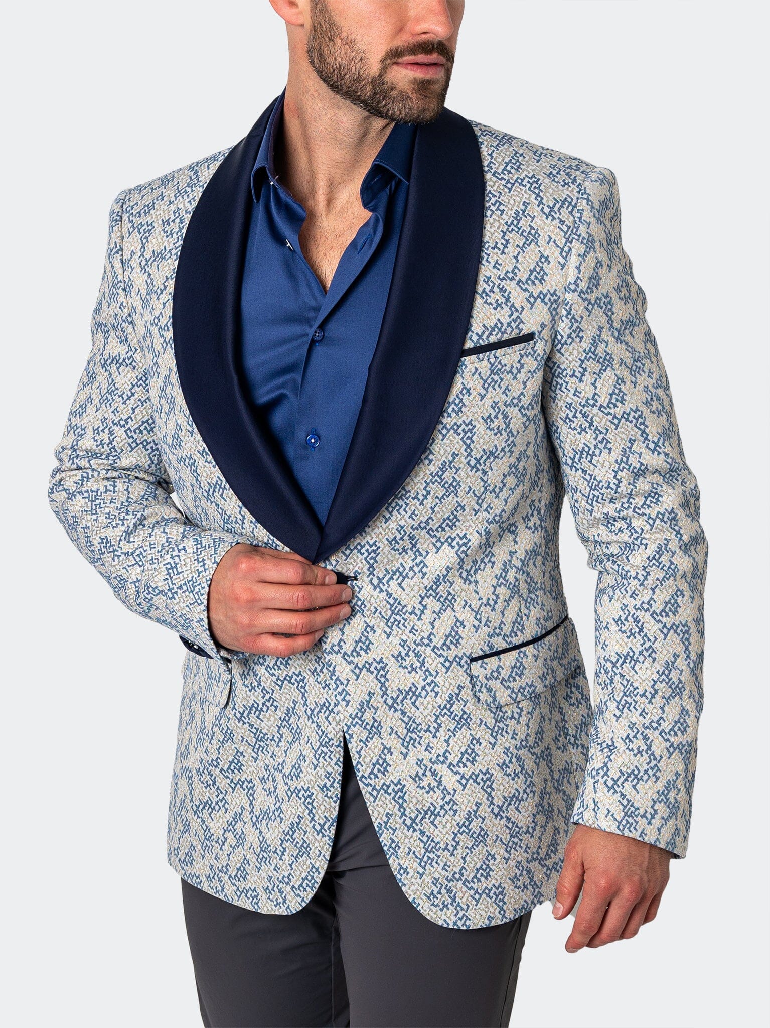 Shawl GoldFoil White Blazer