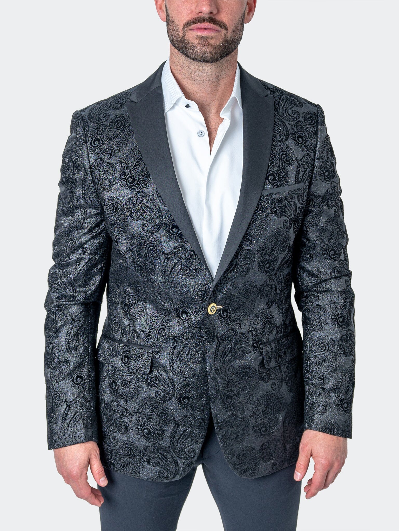 Tesla PaisleyFlok Black Blazer