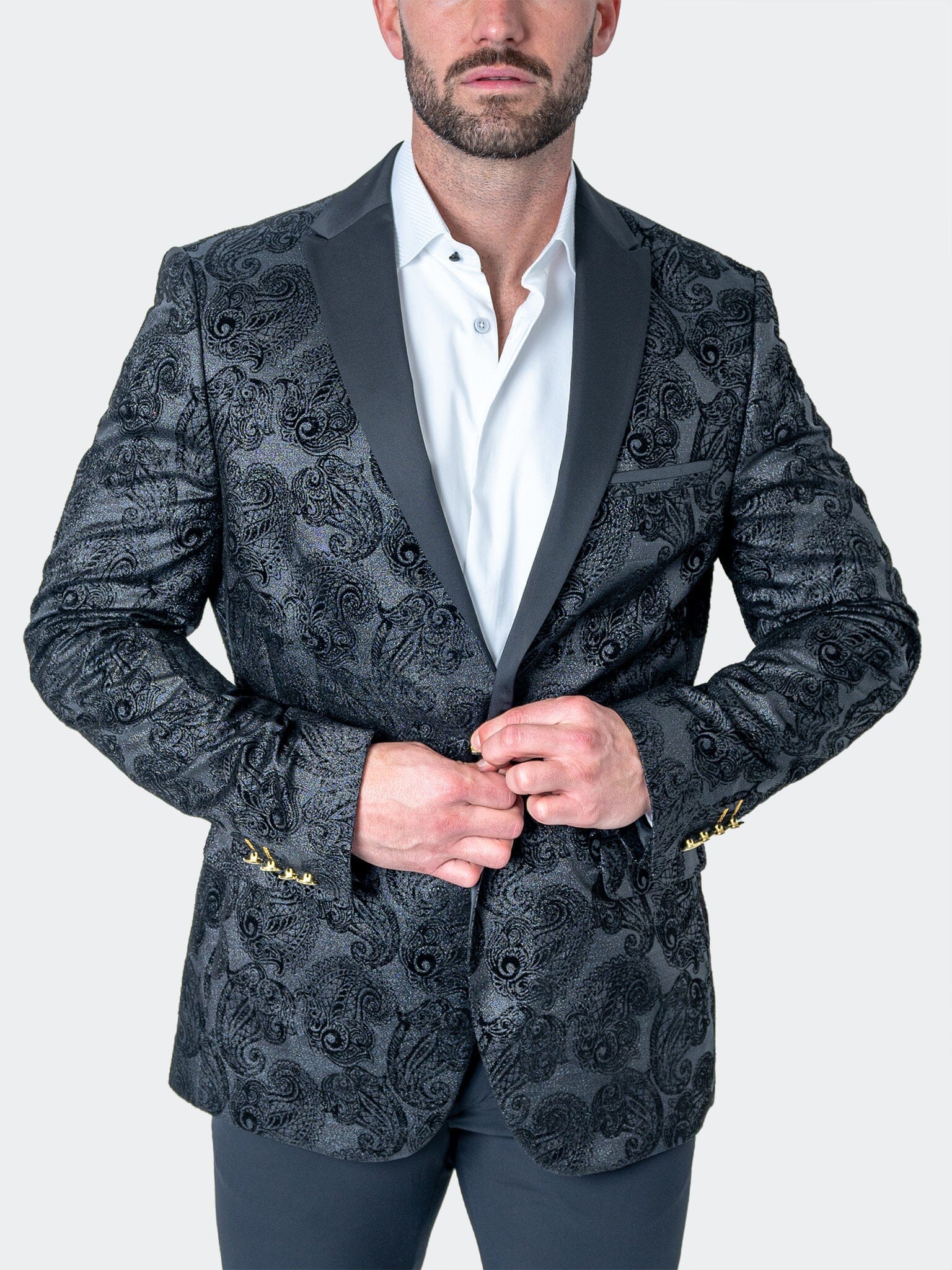 Tesla PaisleyFlok Black Blazer