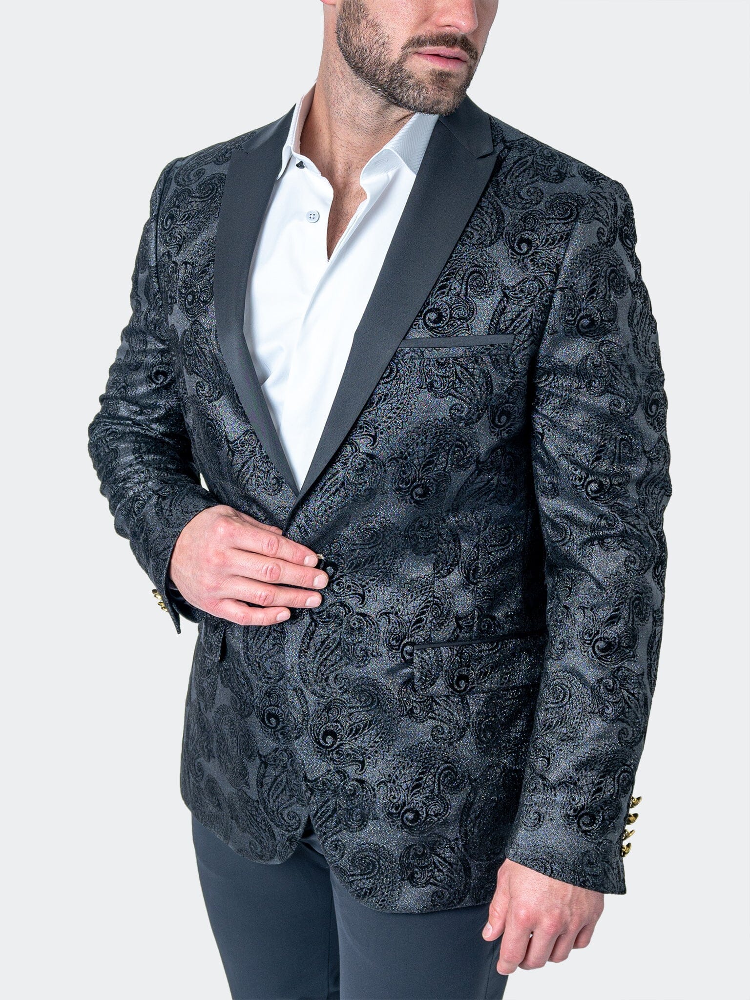Tesla PaisleyFlok Black Blazer