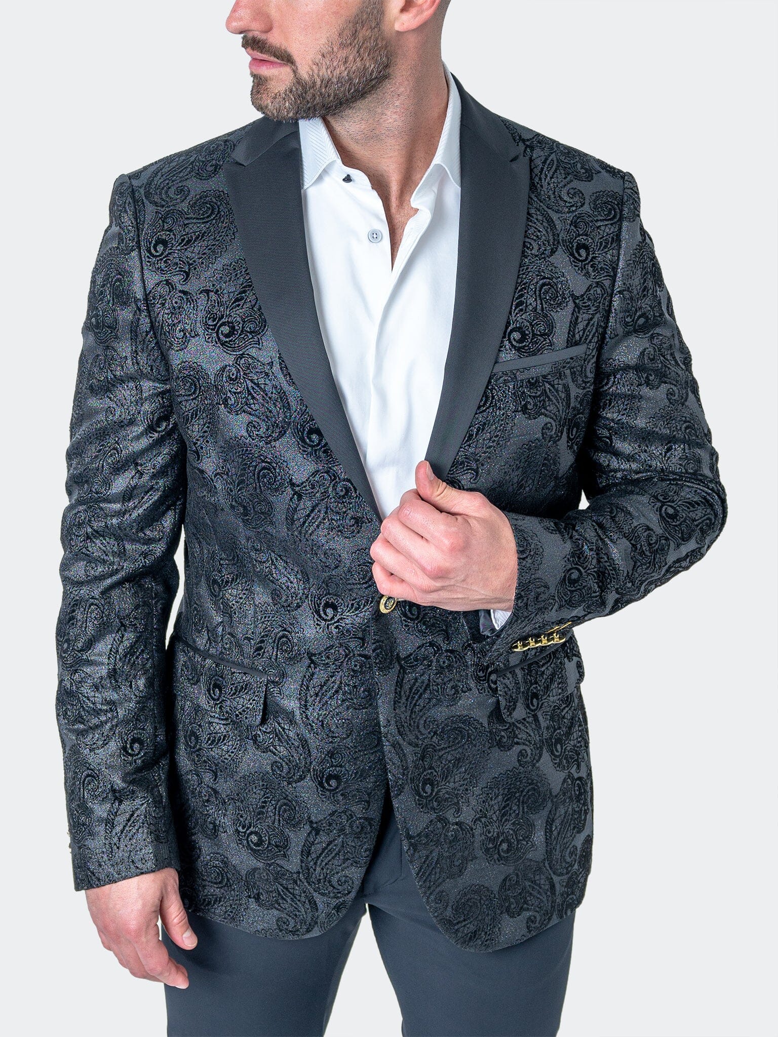 Tesla PaisleyFlok Black Blazer