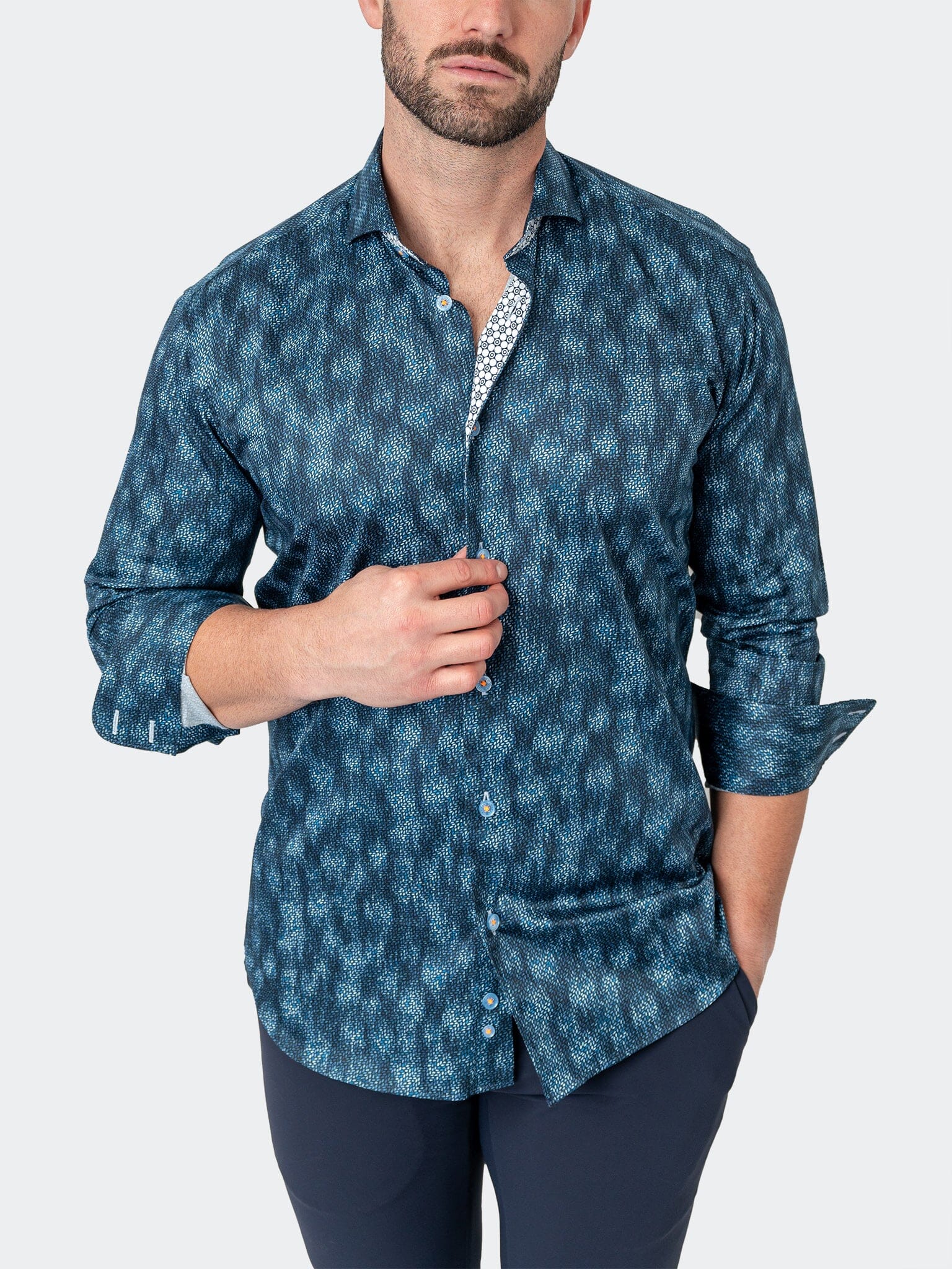 LeavesMicro Blue Dress Shirt