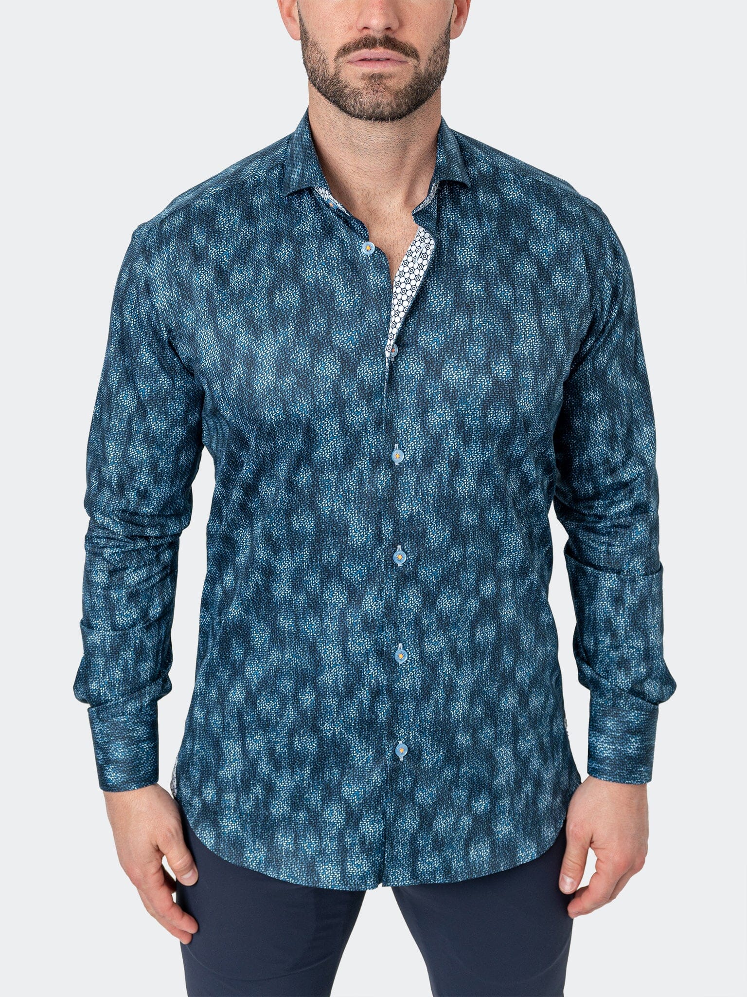 LeavesMicro Blue Dress Shirt
