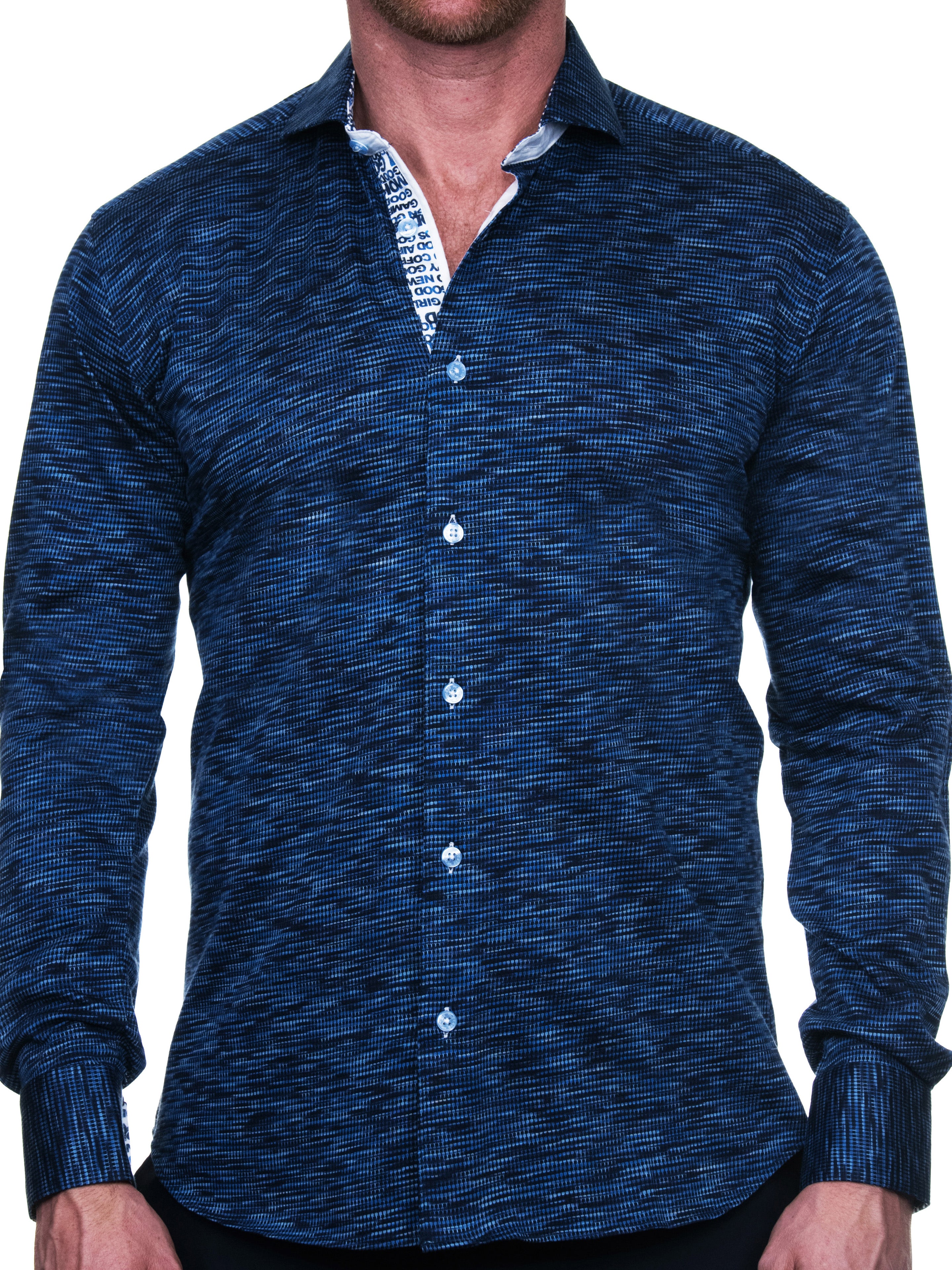 Eins Knitted Melange Blue Shirt