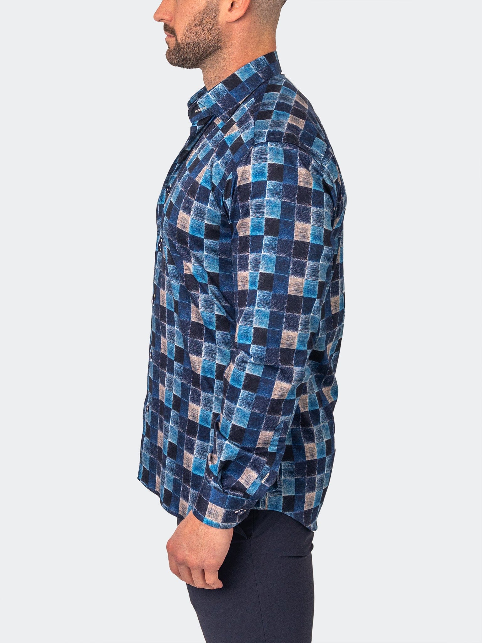 Faded Squares Blue Dress Shirt