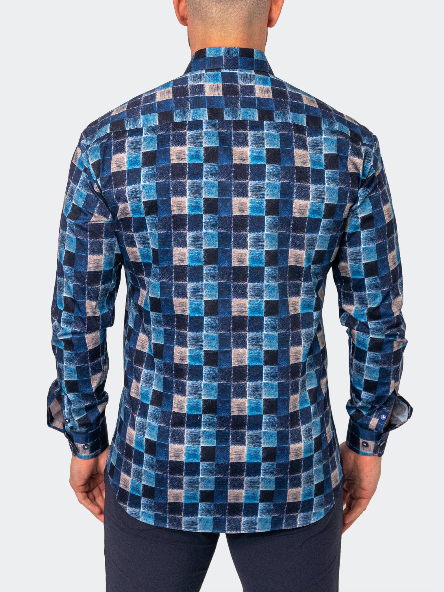 Faded Squares Blue Dress Shirt