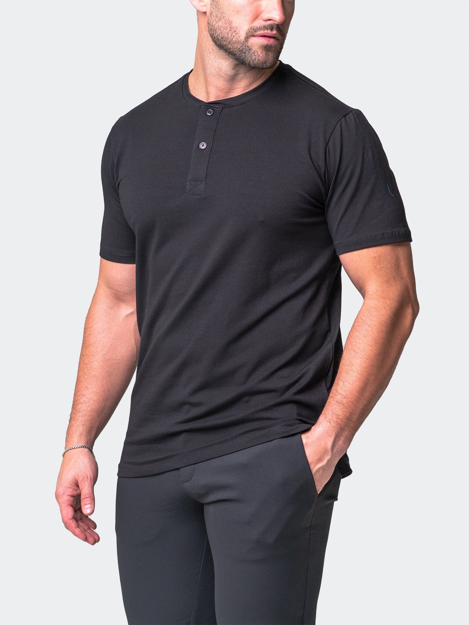Core Black Henley Shirt