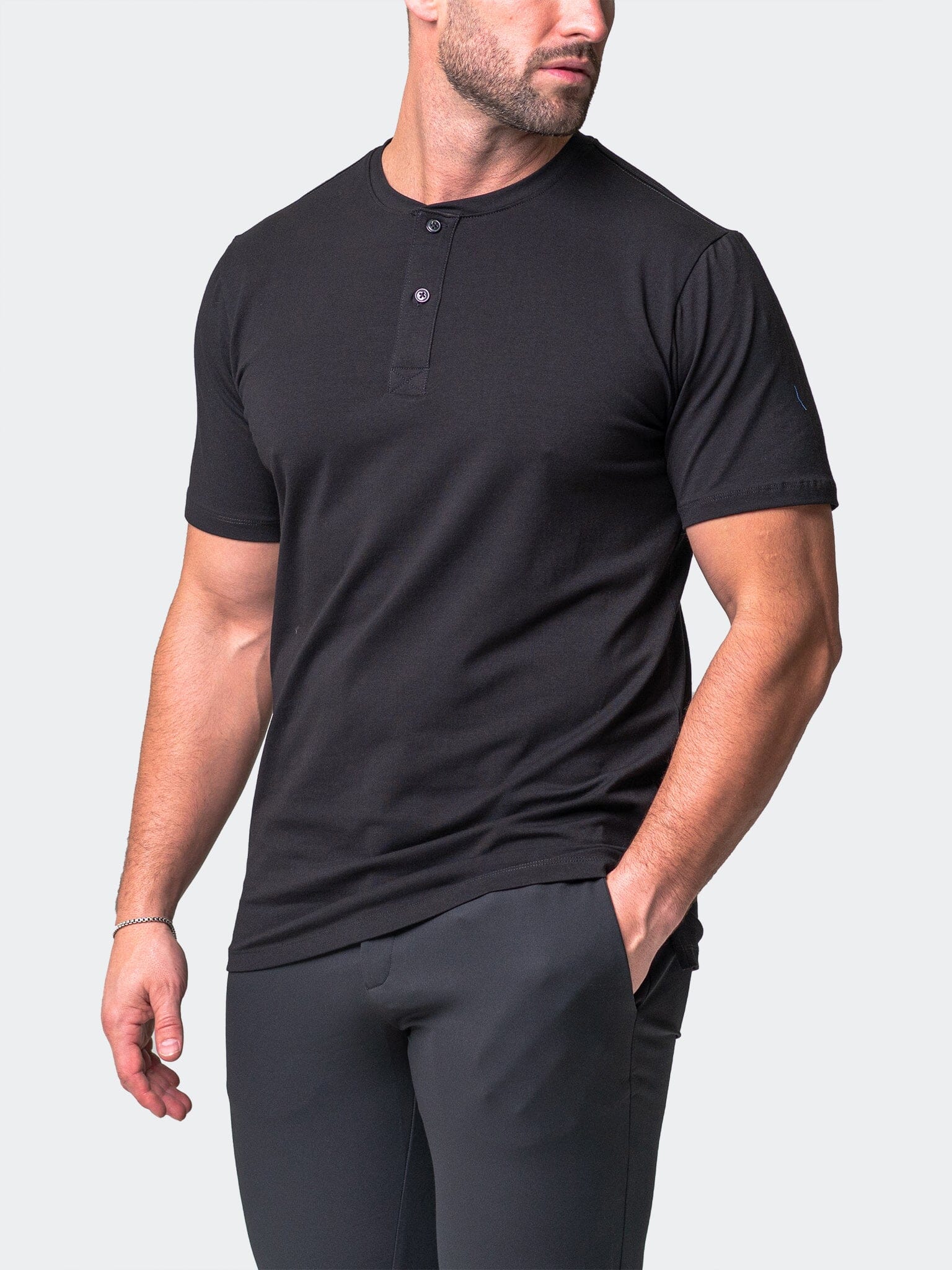 Core Black Henley Shirt