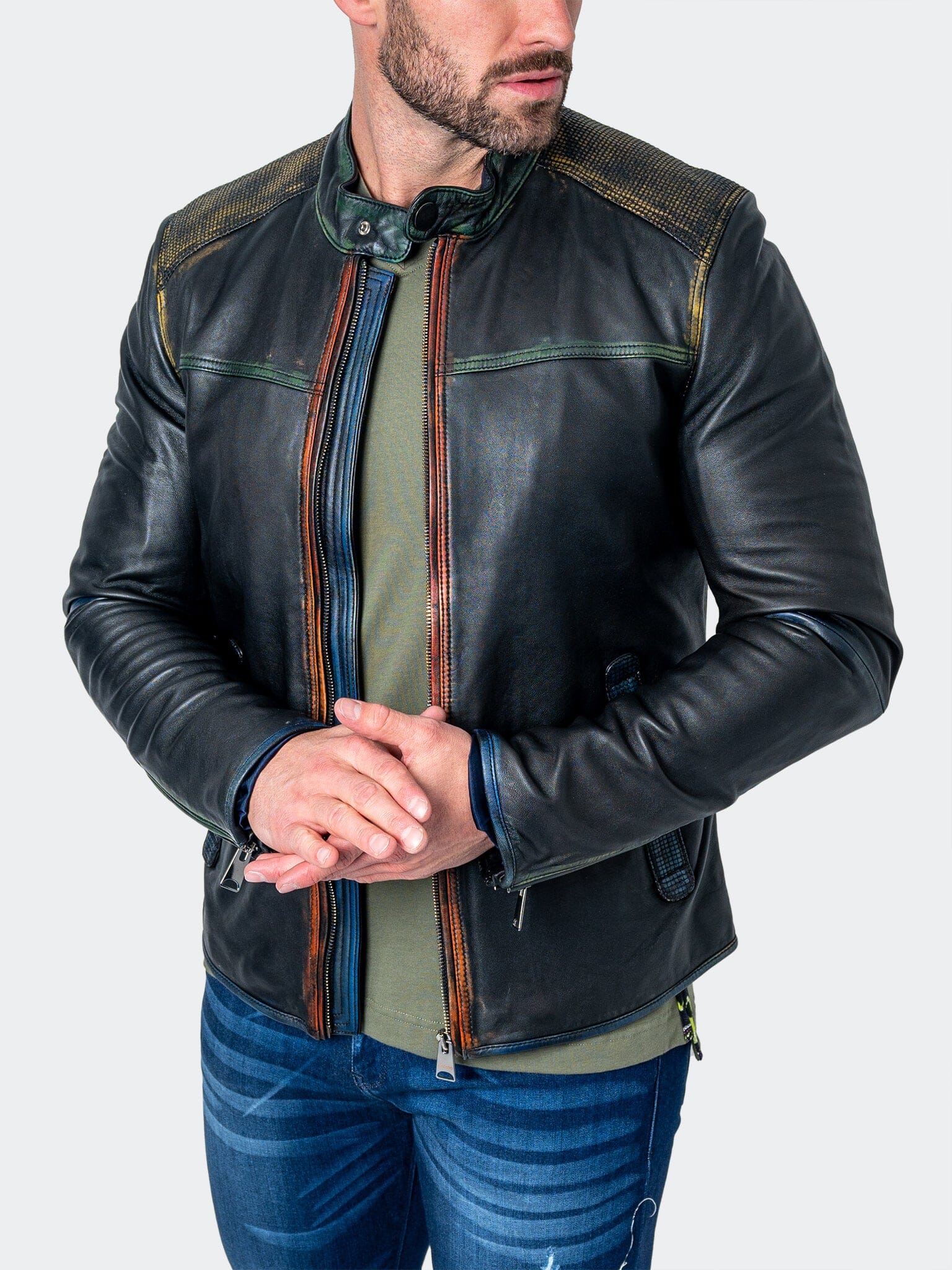 Depth Black Leather Jacket