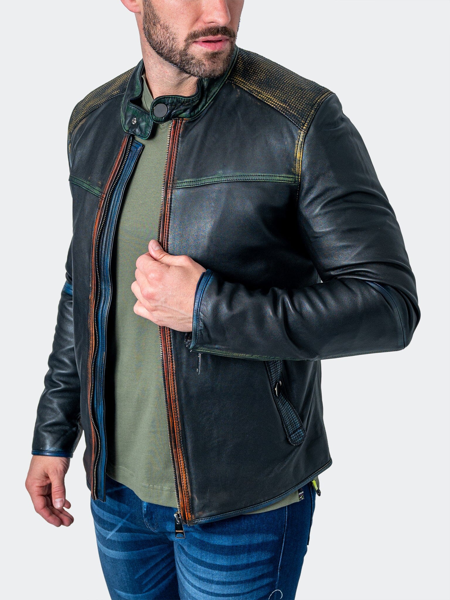 Depth Black Leather Jacket