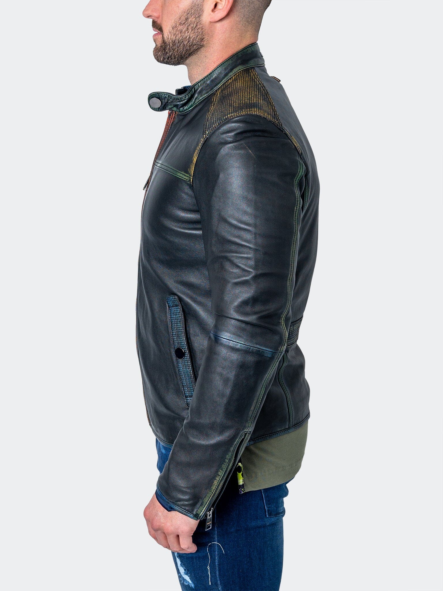 Depth Black Leather Jacket