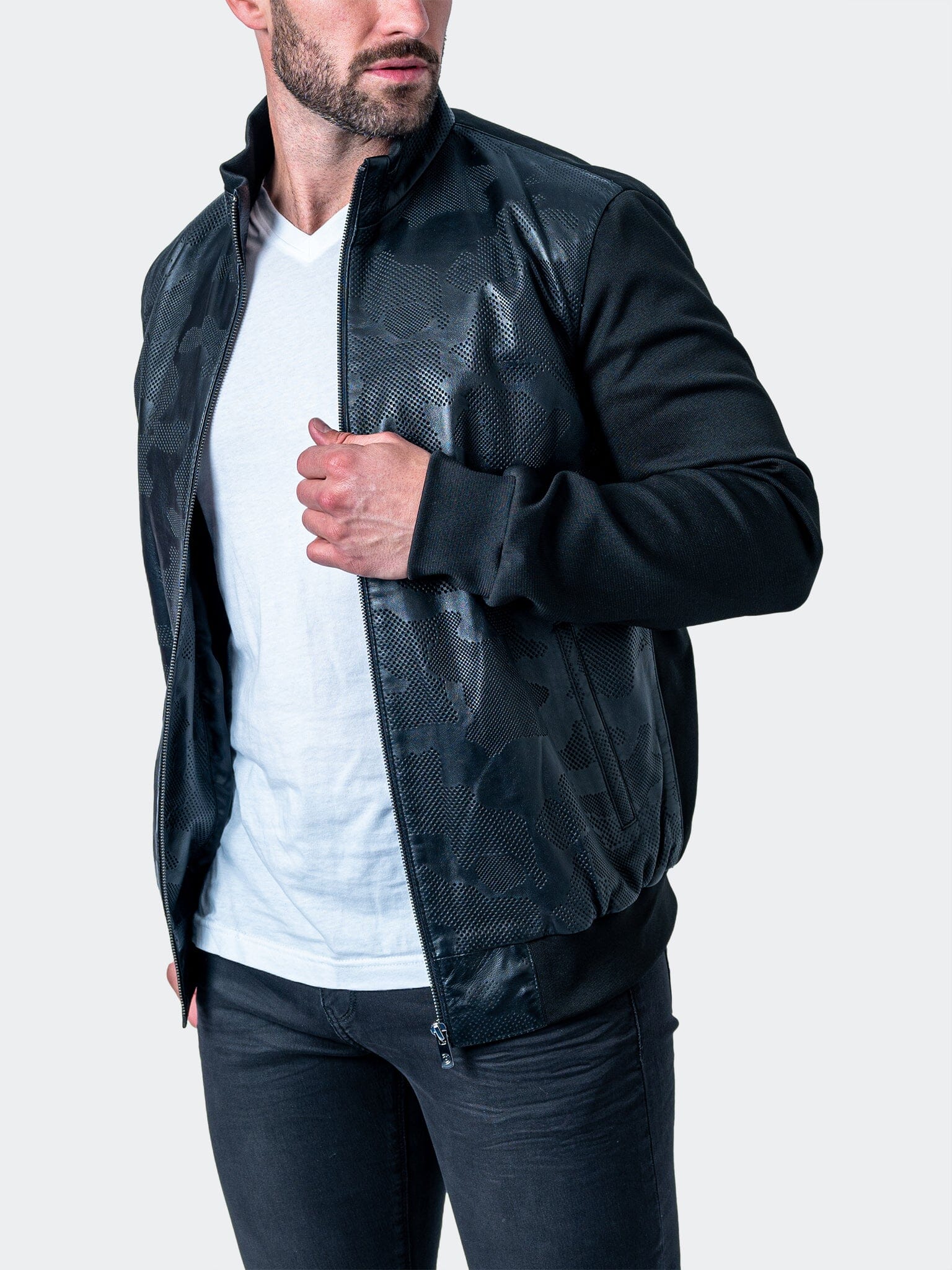 Map Black Leather Jacket