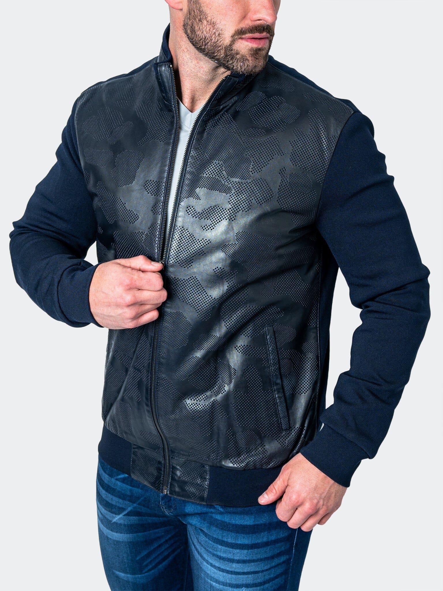 Leather Map Blue Jacket