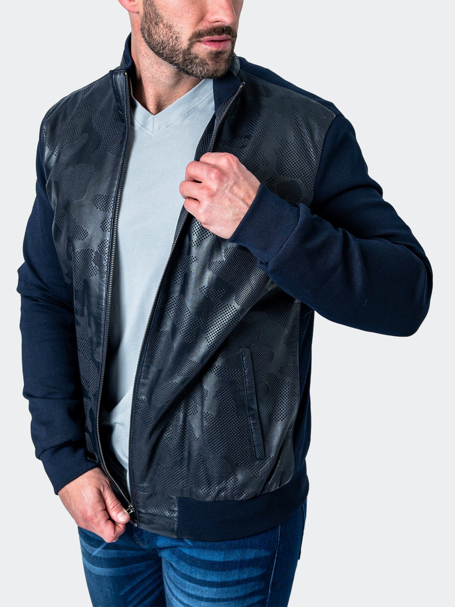 Leather Map Blue Jacket