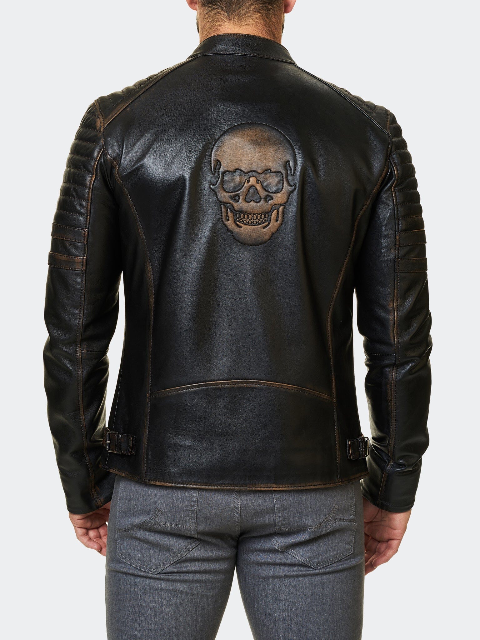 Perm Leather Skull Burn Brown