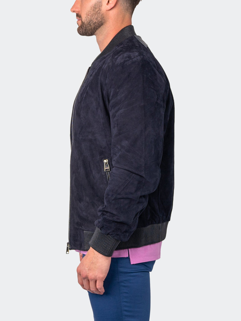 Leather Bomber Blue