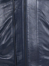 Leather Double Zip Navy View-4