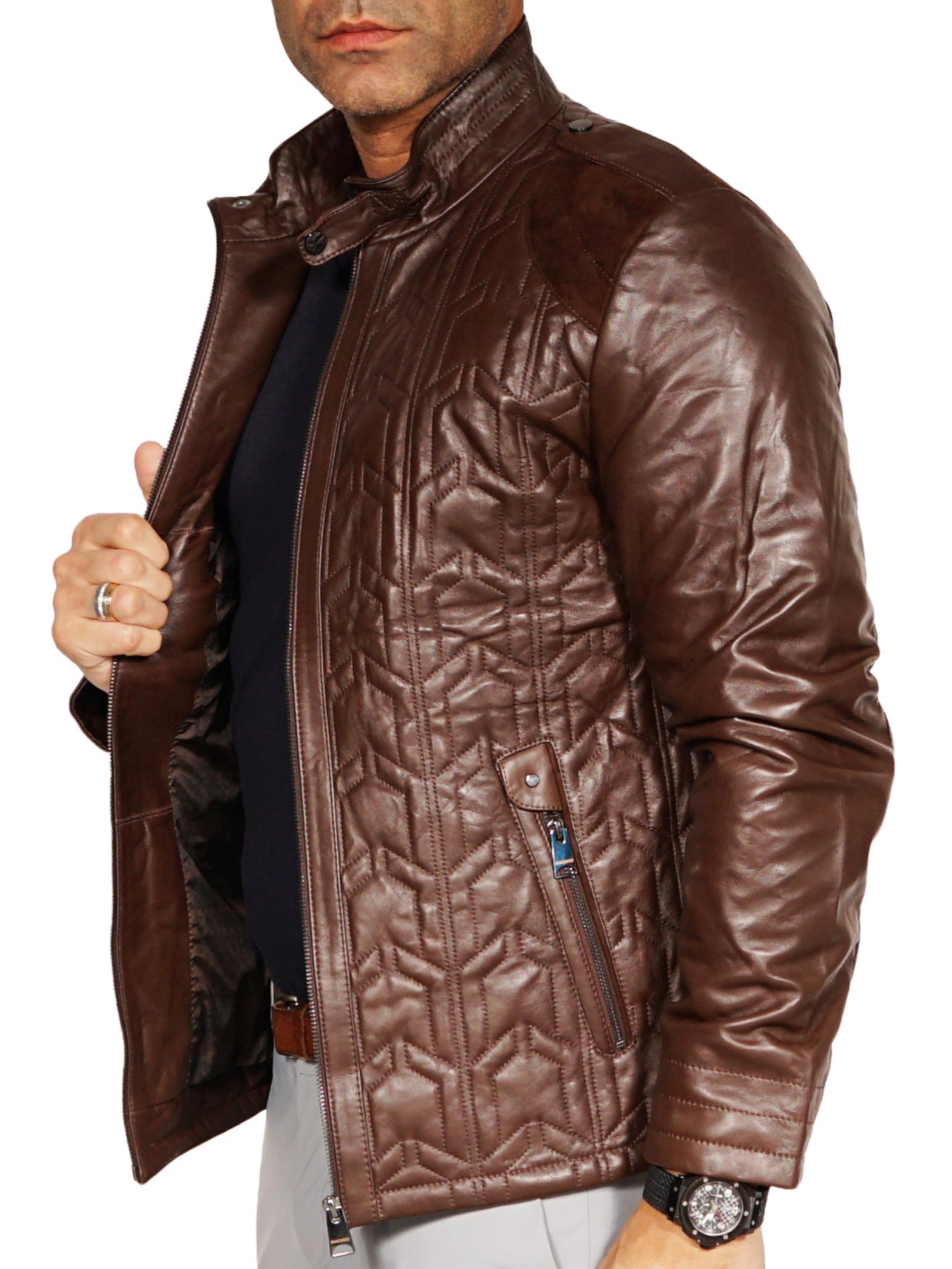 Leather Geo Brown