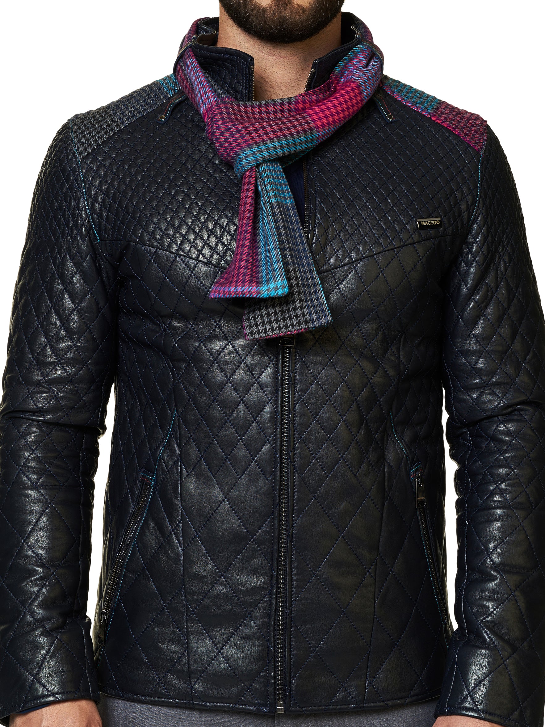 Perm Leather Losange Navy