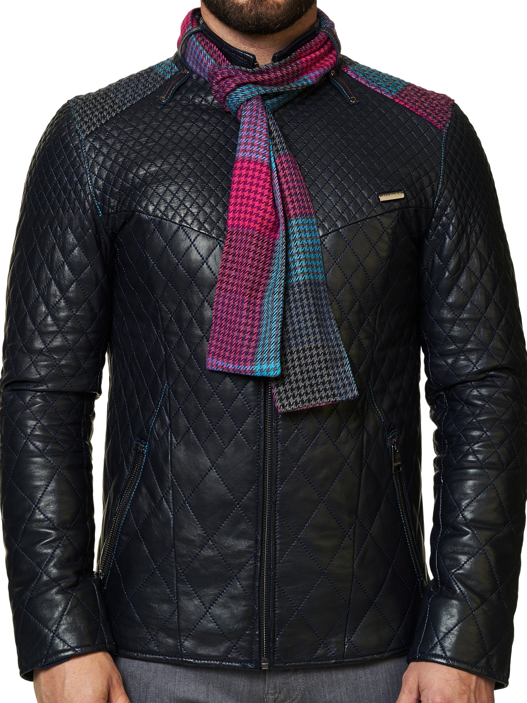 Perm Leather Losange Navy
