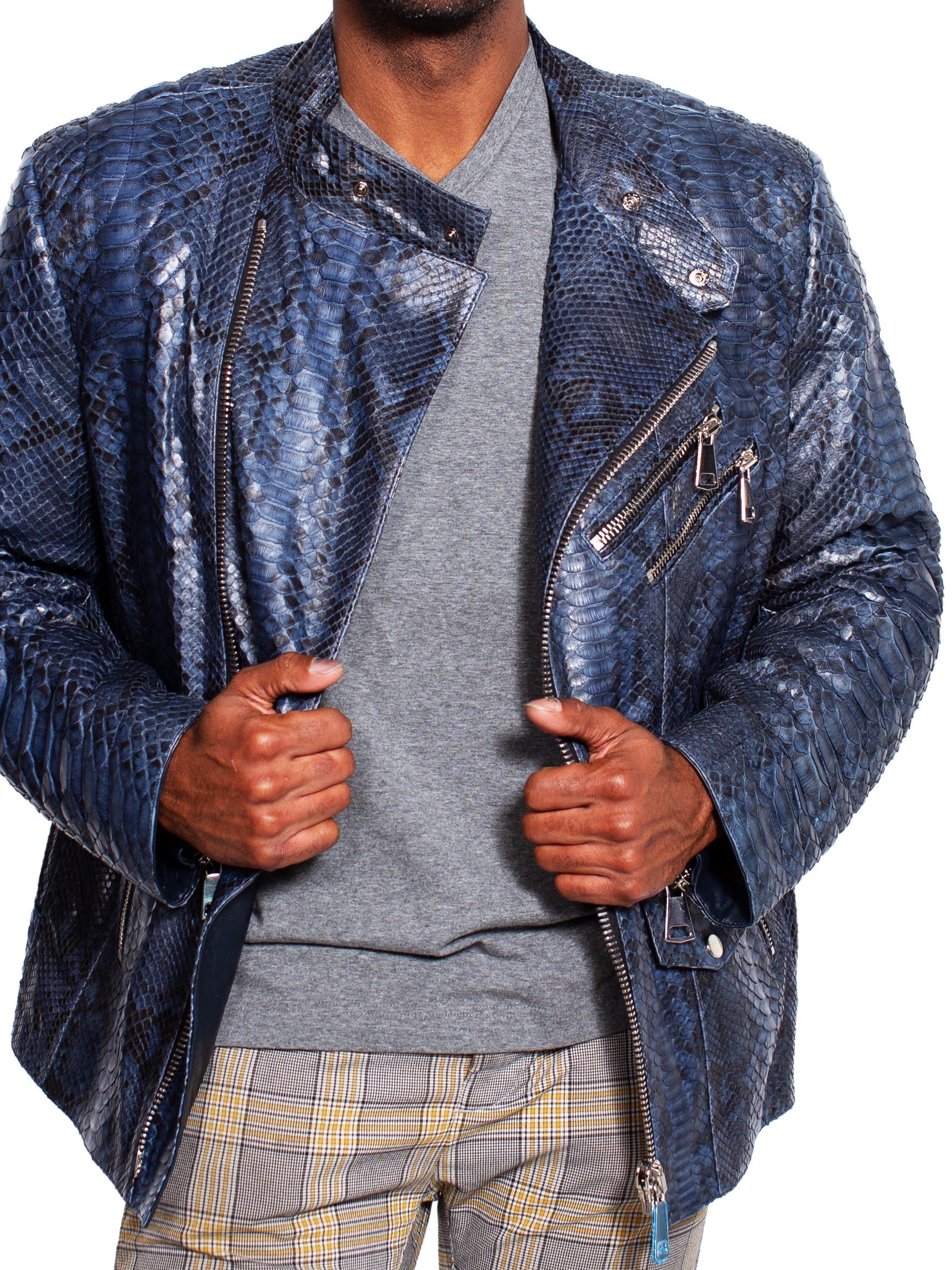 Leather PythonBiker Blue