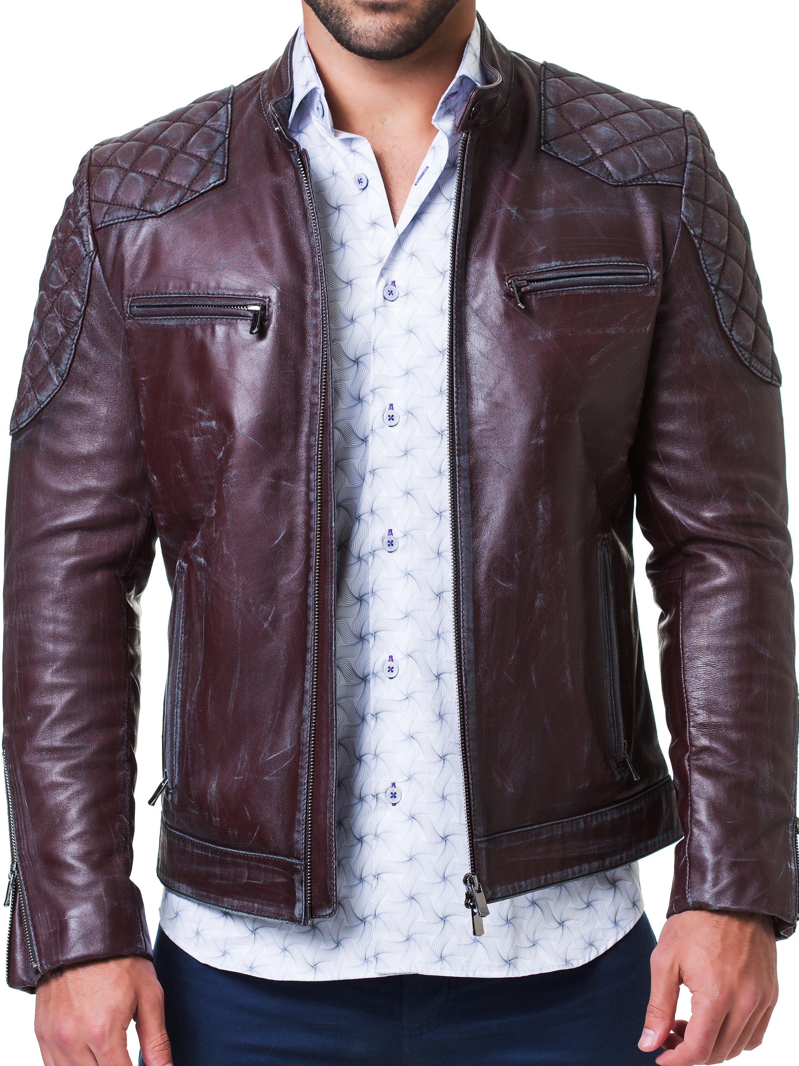 Leather Quilted Burgundy