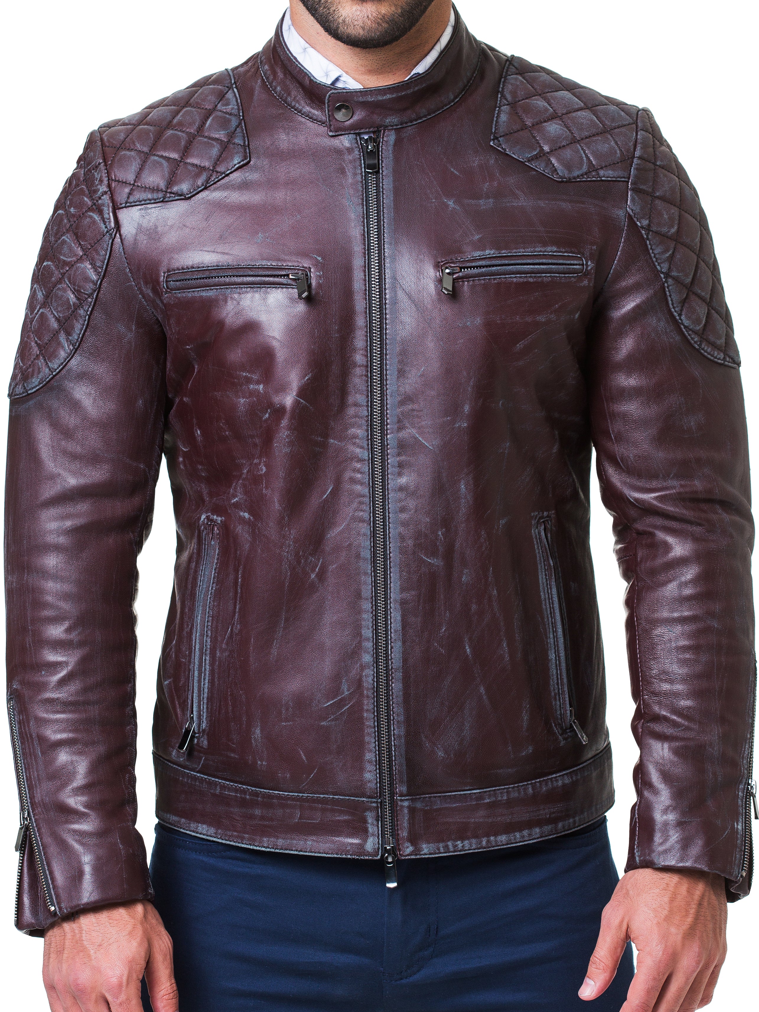 Leather Quilted Burgundy