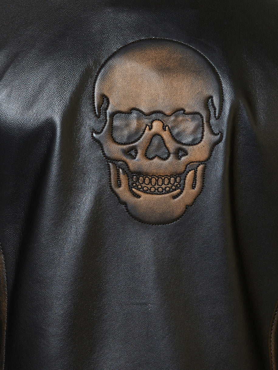 Perm Leather Skull Burn Brown