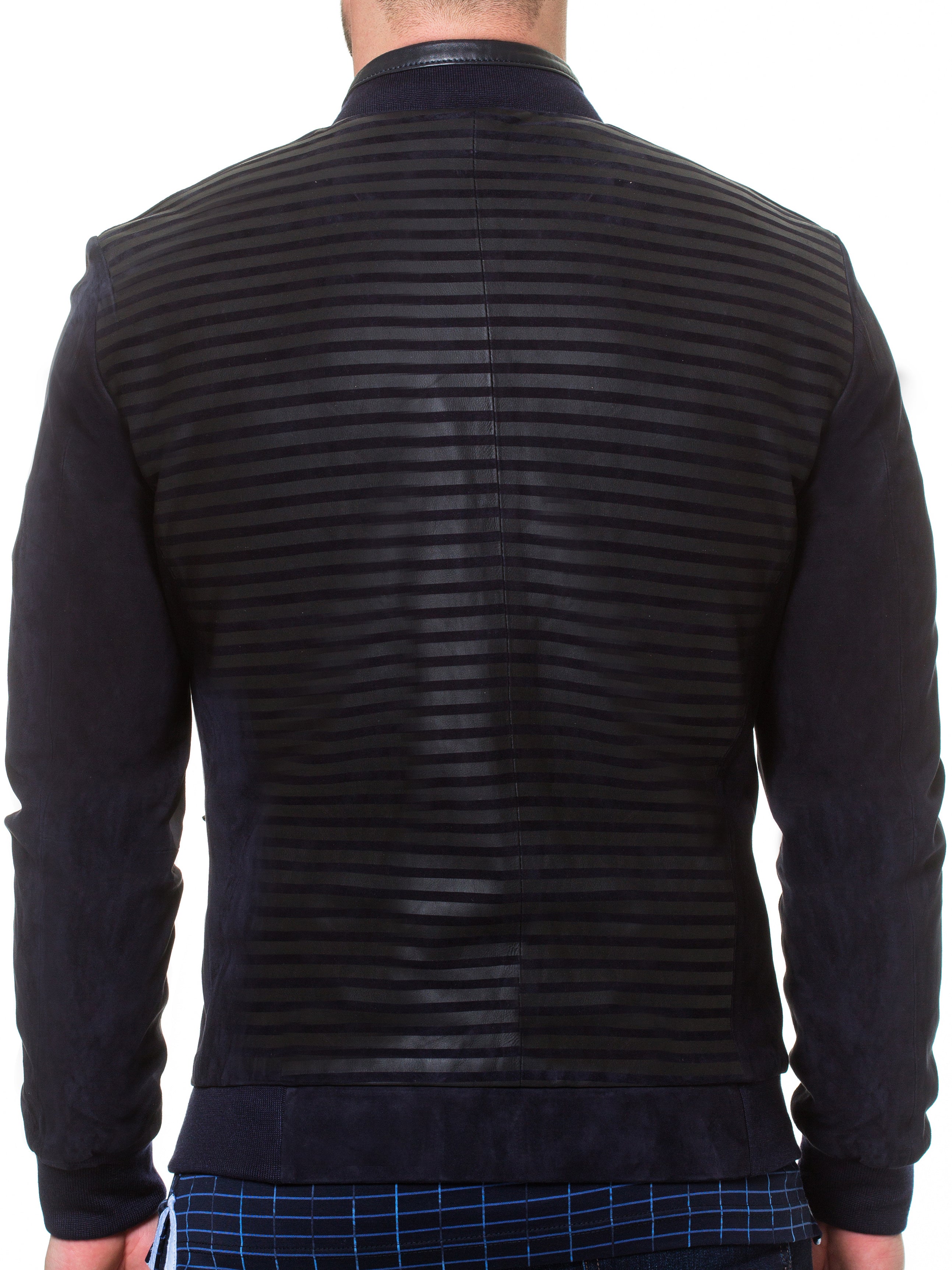 Leather Suede Stripe Navy