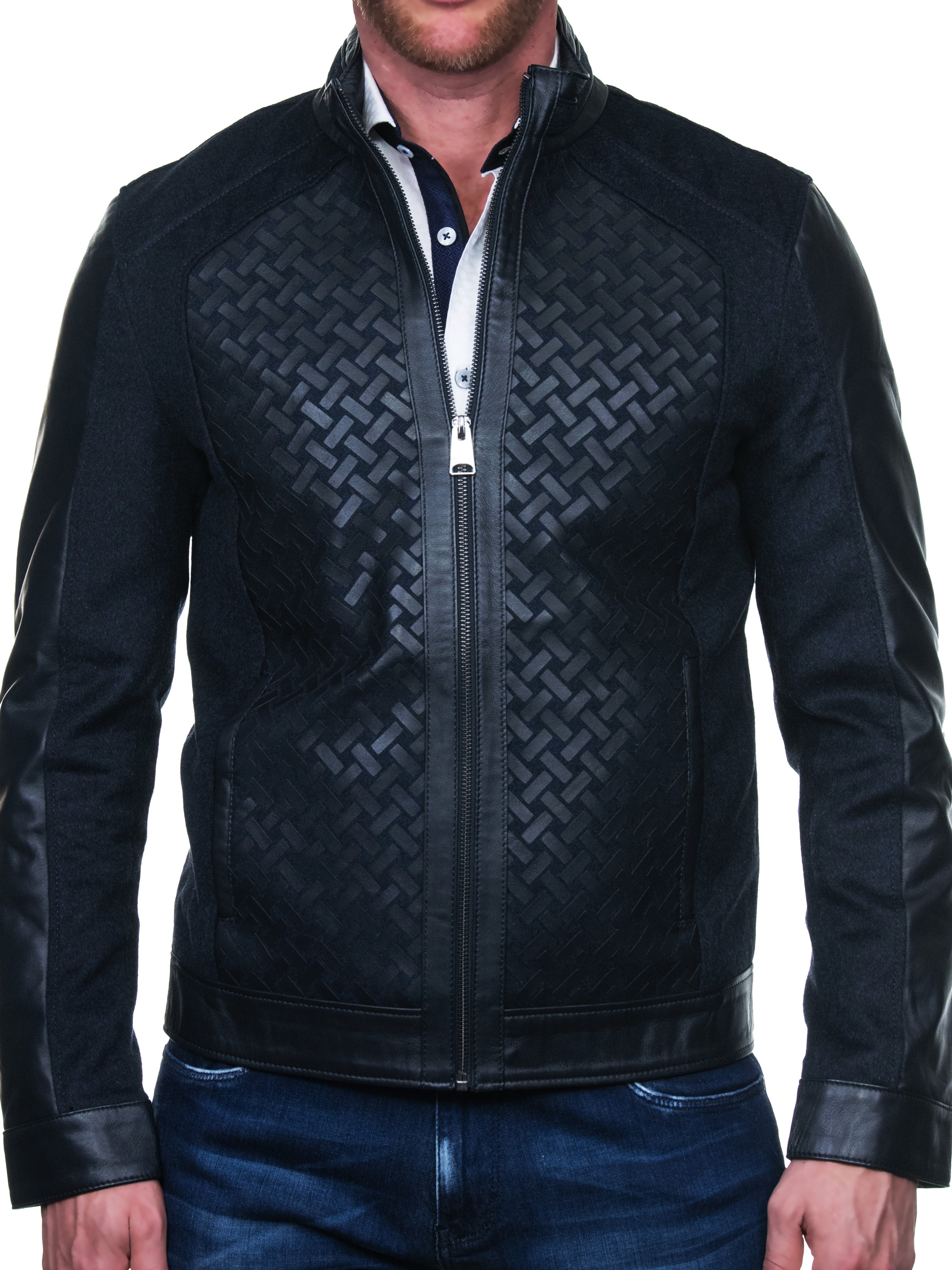 Leather Weave Blue