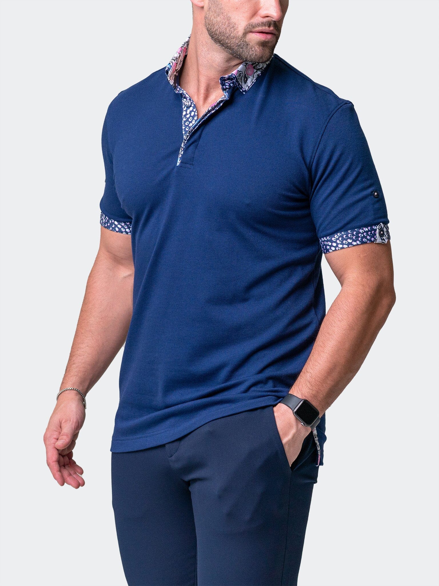 Mozart Solid Navy Blue Polo