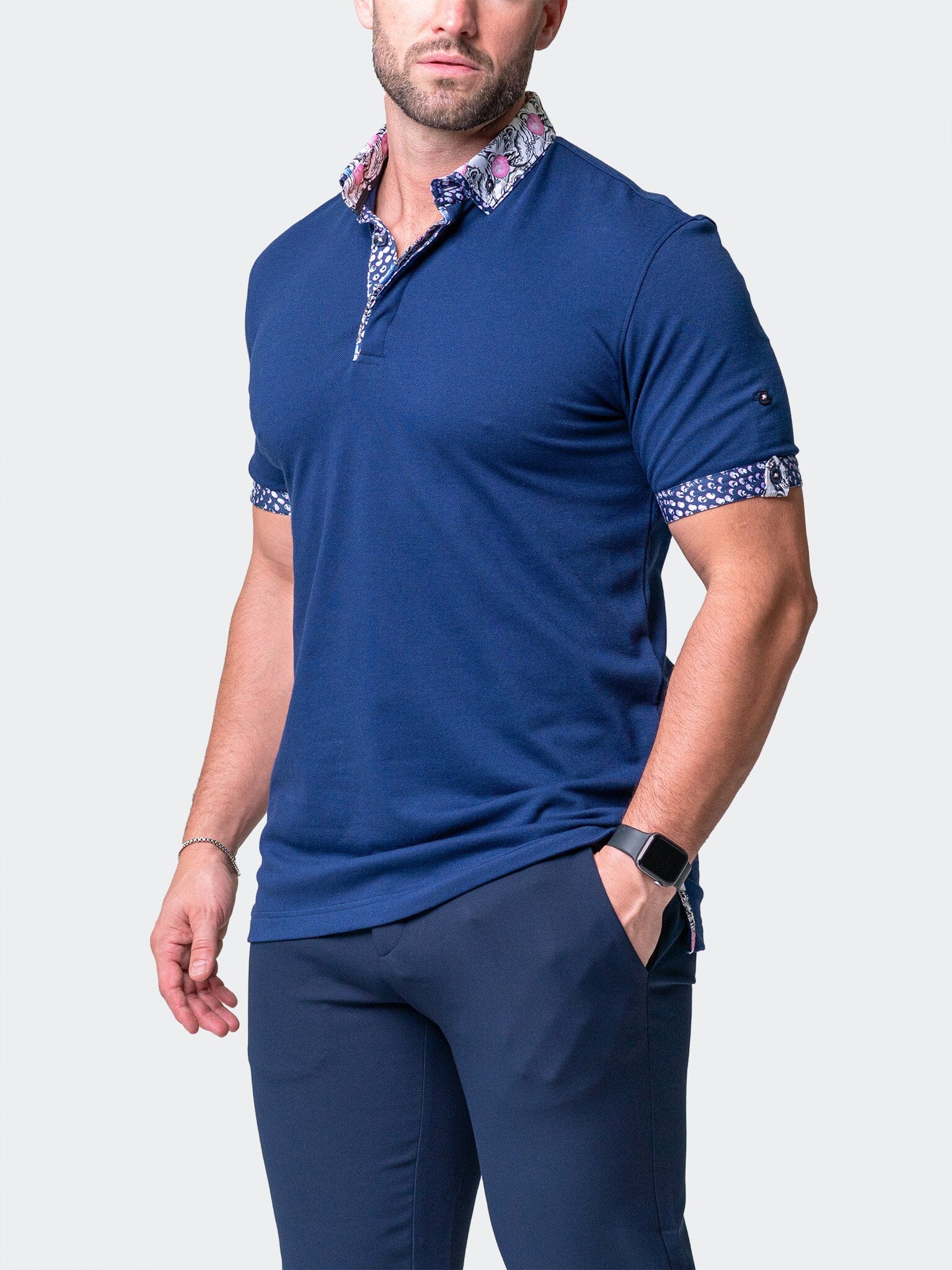 Mozart Solid Navy Blue Polo