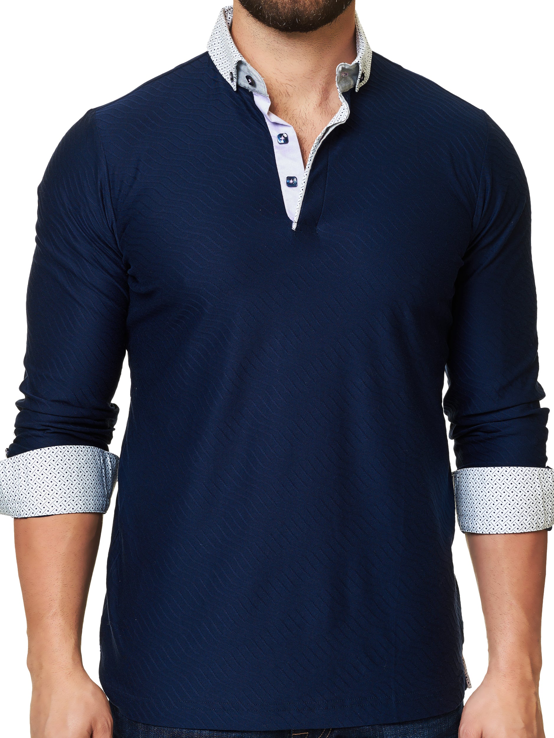 Polo L Stripe Wave Navy