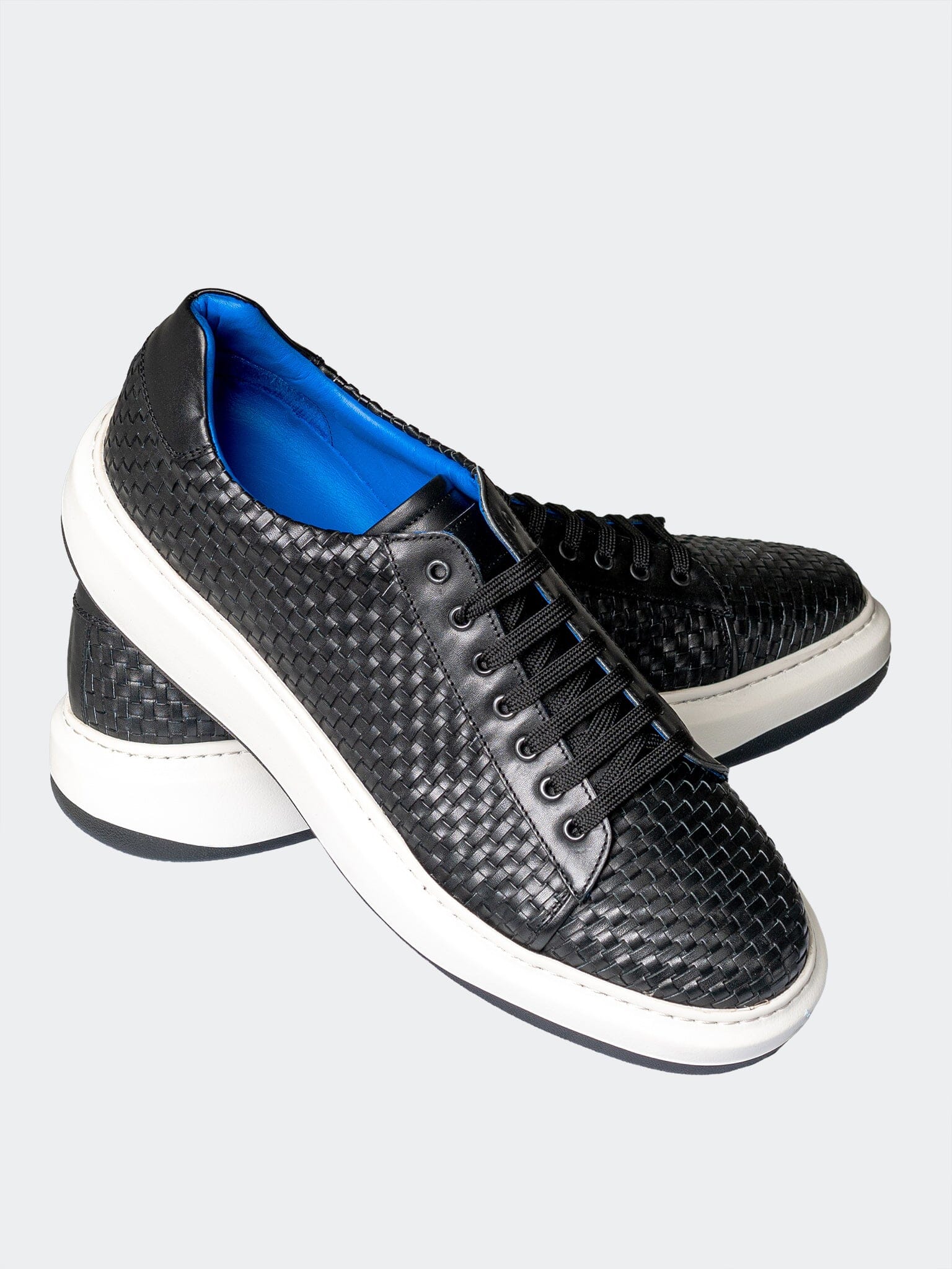 Woven Black Leather Shoes