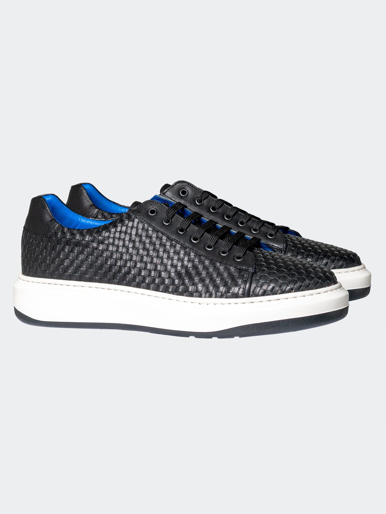 Woven Black Leather Shoes