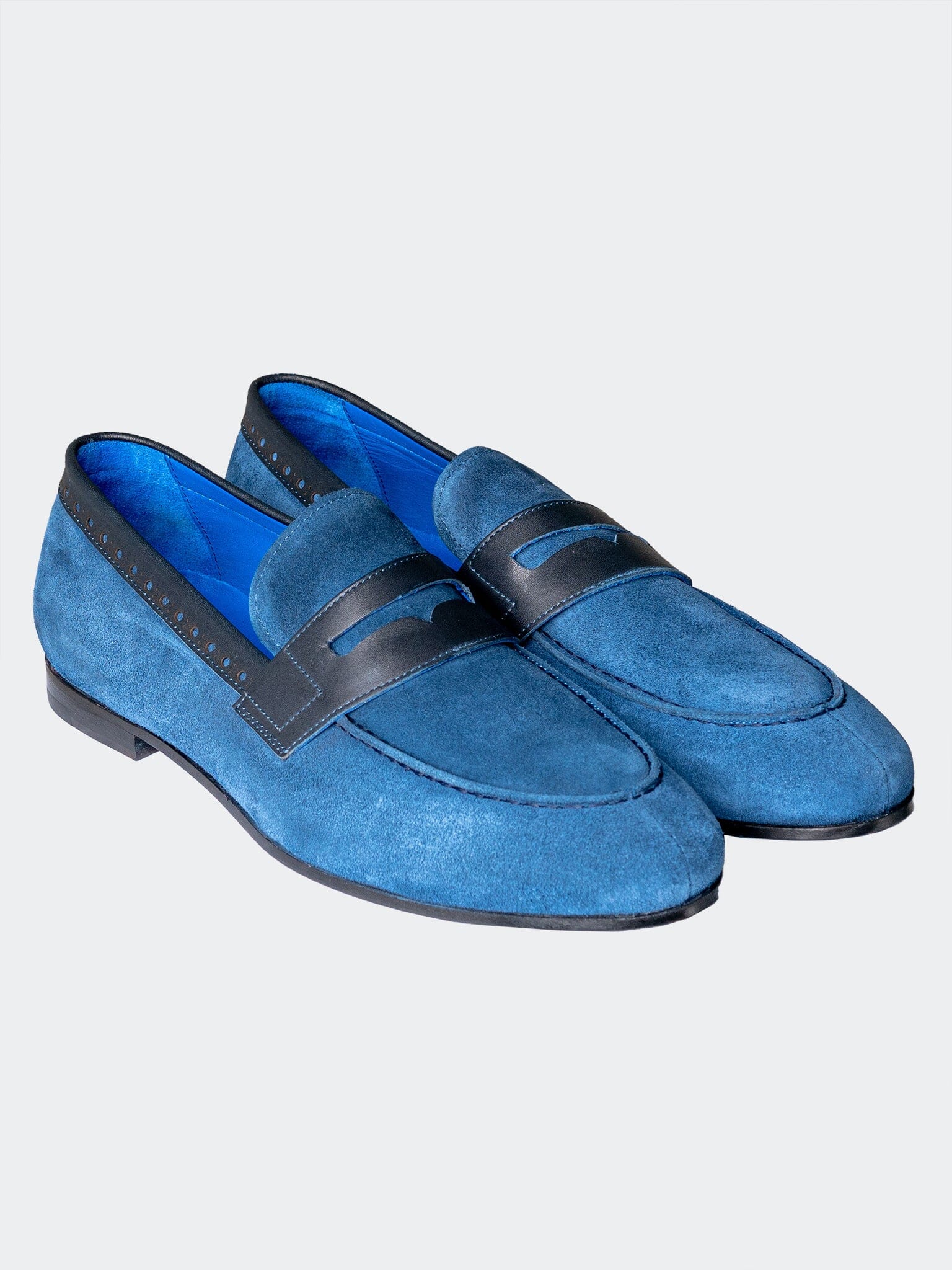 Suede Blue Penny Loafers