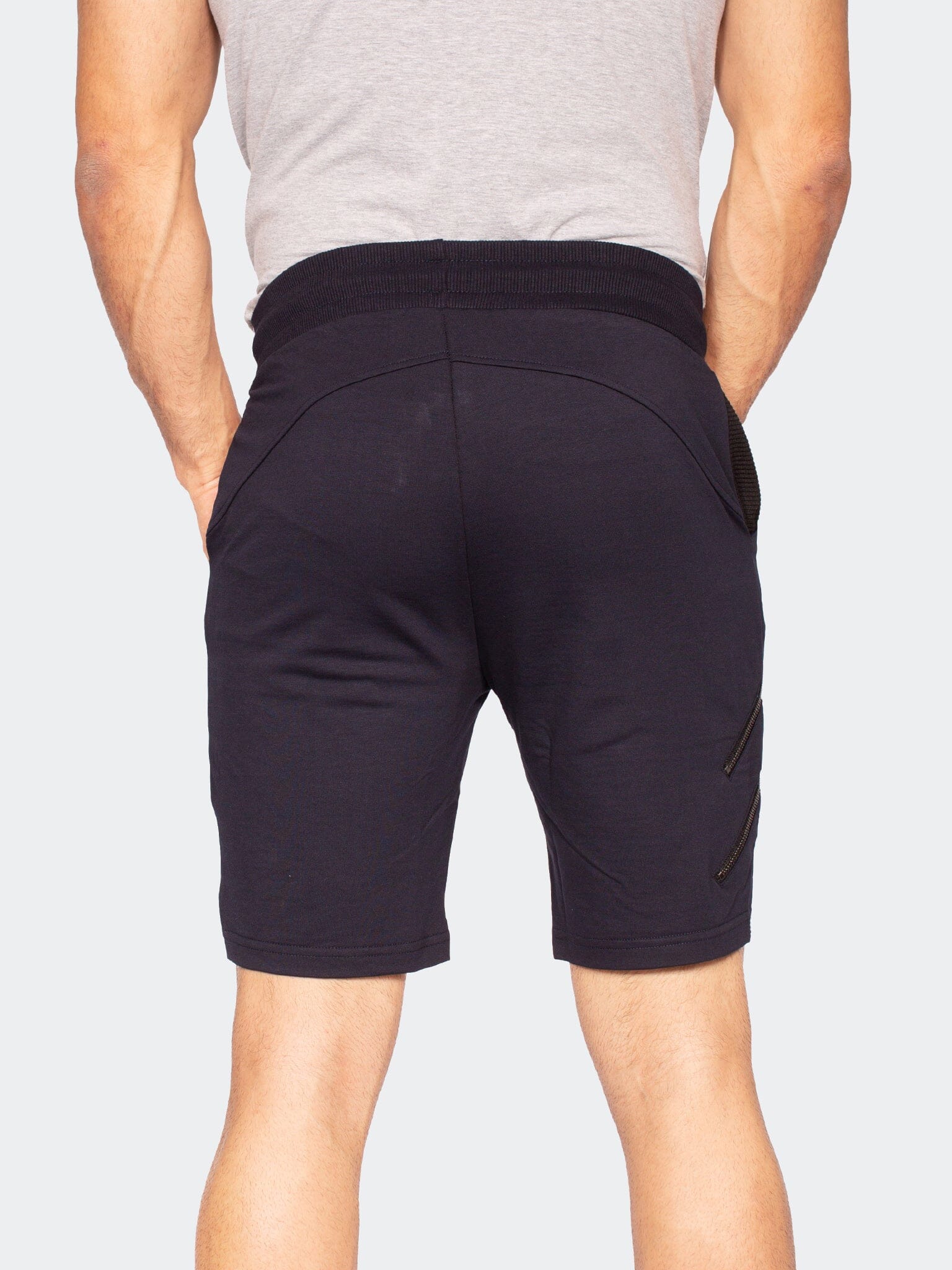Two-Zipper Navy Shorts