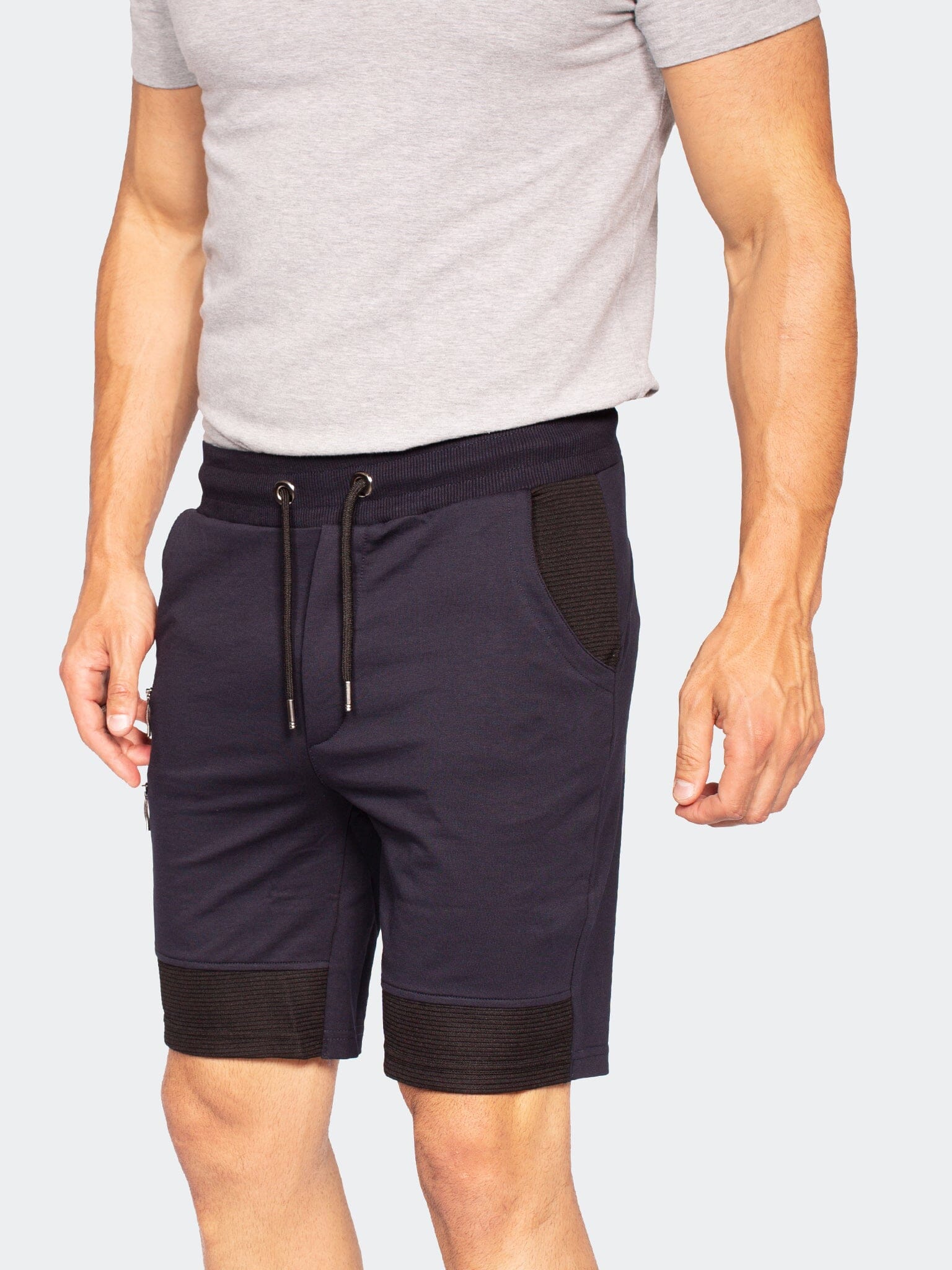 Two-Zipper Navy Shorts
