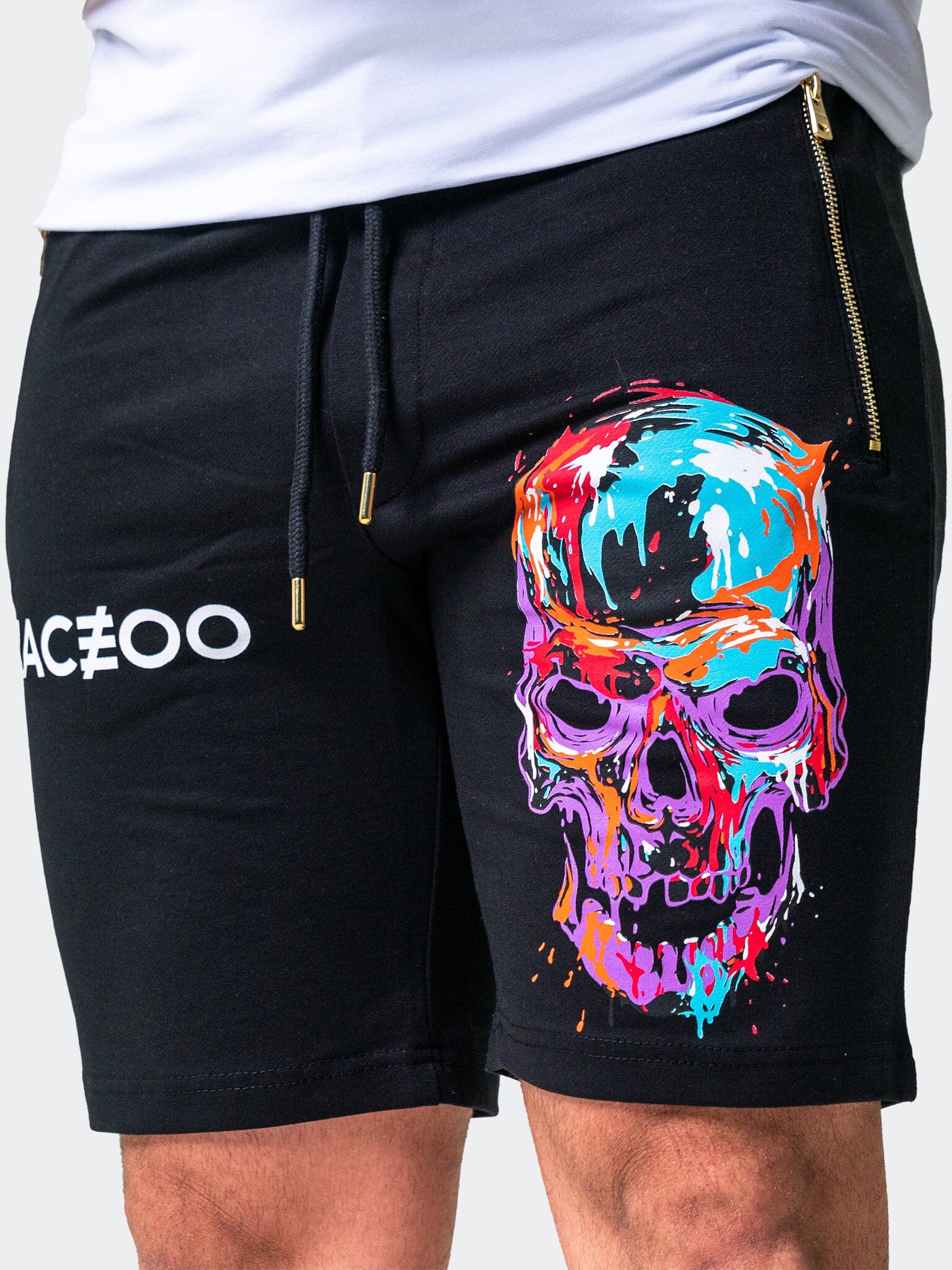 SkullPaint Black Shorts