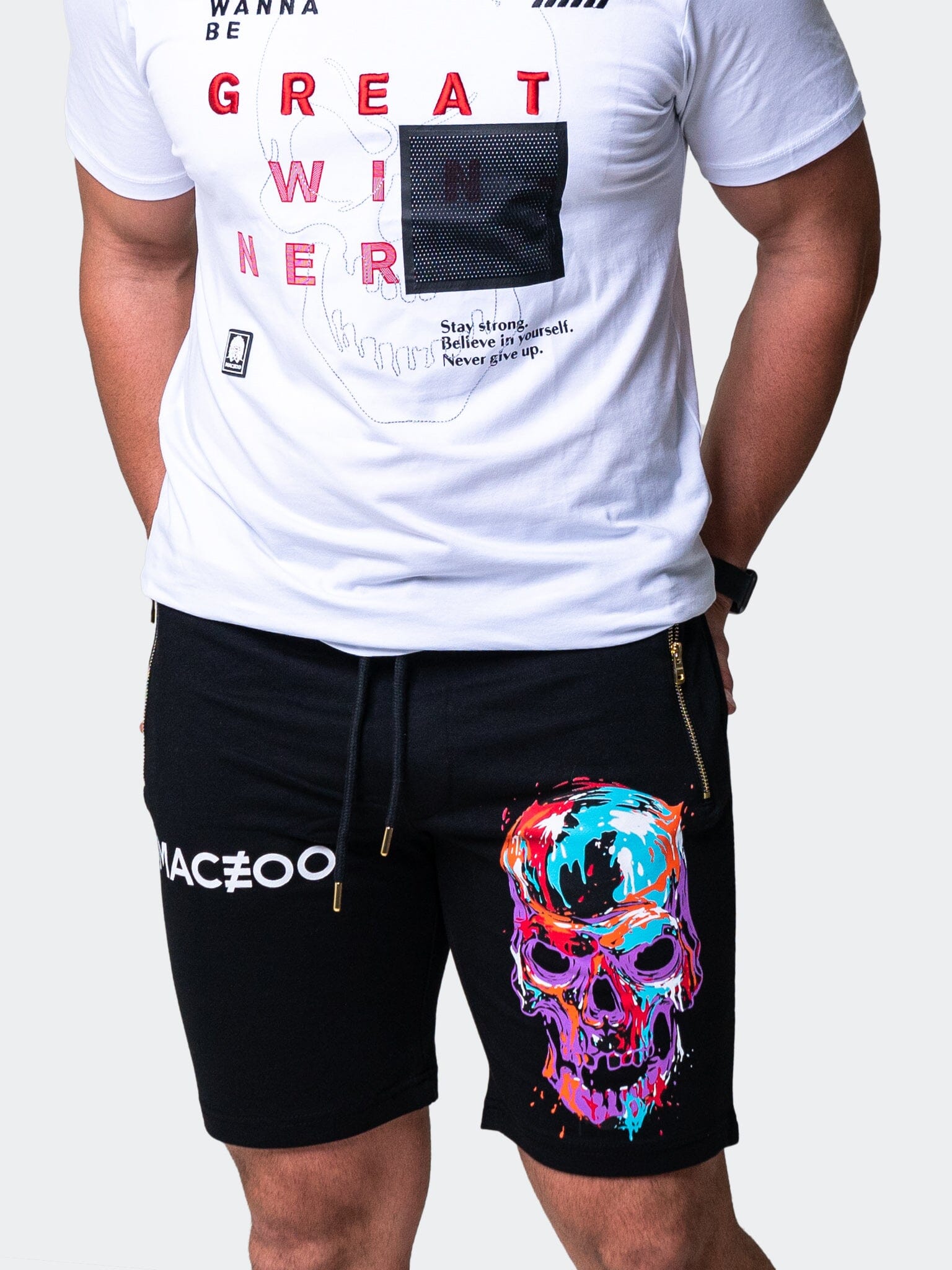 SkullPaint Black Shorts