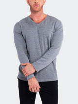 Sweater V-NeckPiping Grey View-3