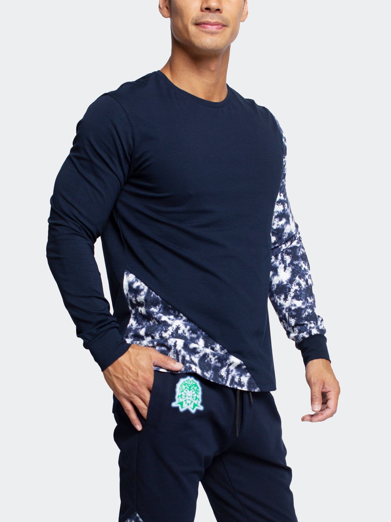PanelTieDye Blue Long Sleeve Tee
